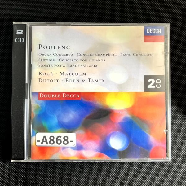【Decca】プーランク：オルガン協奏曲、ピアノ協奏曲、２台のピアノのためのソナタ他 デュトワ、フィルハーモニア管  2枚組 -A868- CDの画像1