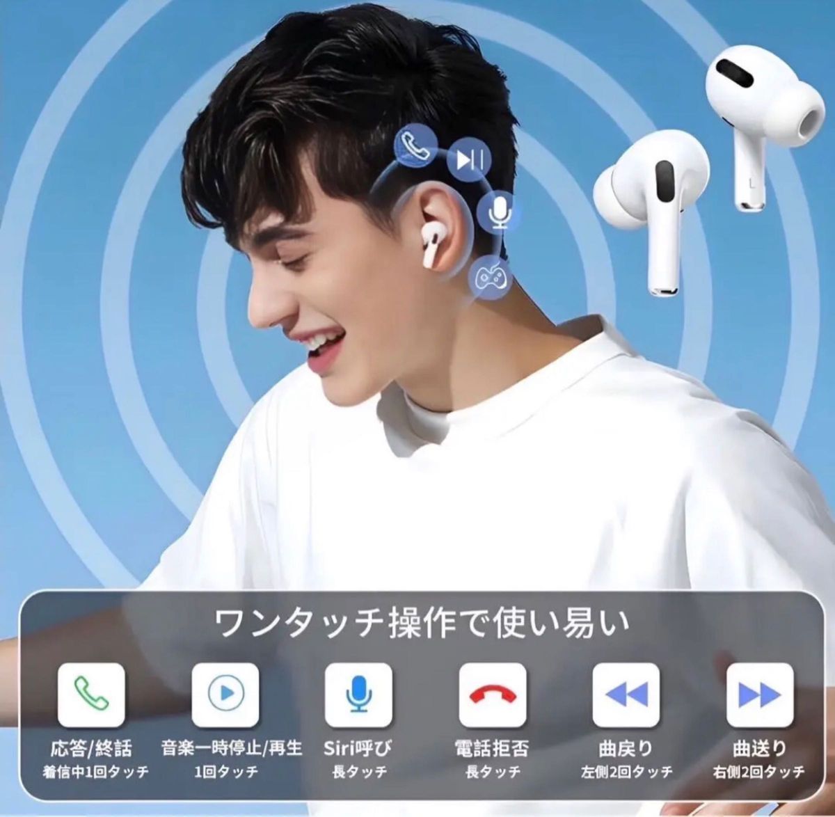 新品未開封 2023最新型 Bluetooth 5.3 ワイヤレスイヤホン ノイズキャンセリング AirPods Pro型イヤホン