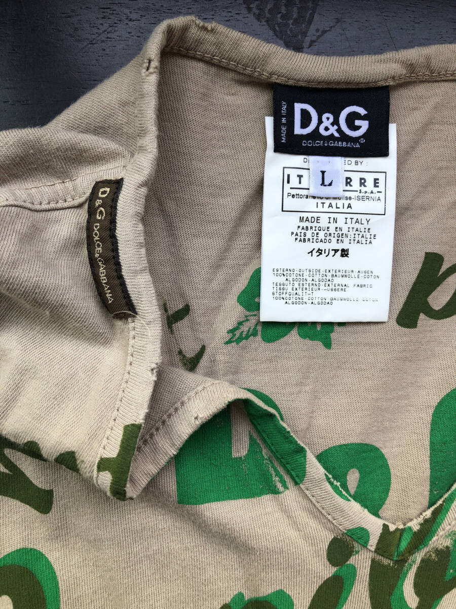 D&G ドルチェ&ガッバーナ DOLCE&GABBANA メンズ Tシャツ Vネック Lサイズ_画像4