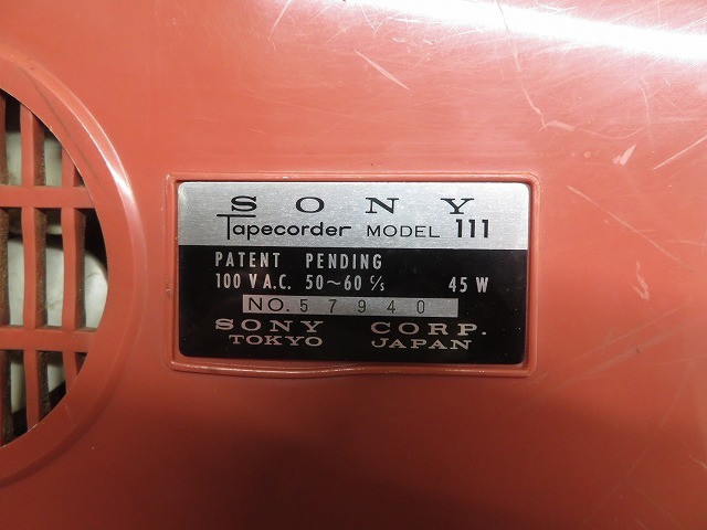 K☆SONY　テープコーダー　Tapecorder　MODEL 111　ソニー　現状品_画像6