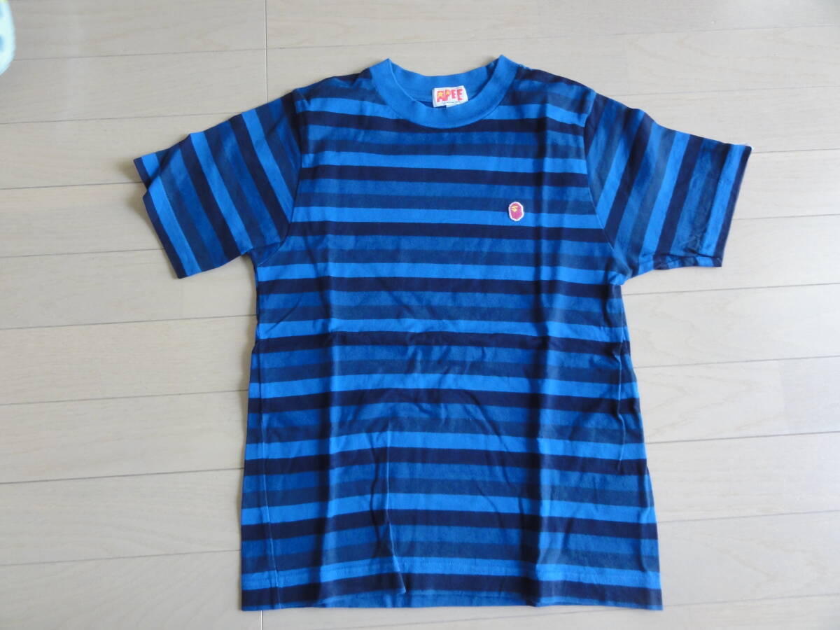  прекрасный товар APEE By A BATHING APE окантовка короткий рукав футболка синий серия SHORT