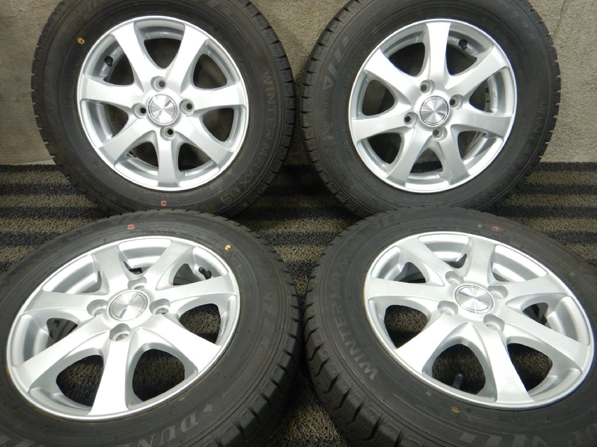 J6T8017■145/80R13 DUNLOP WINTERMAXX 03 社外 4J 4H PCD100★条件付送料無料★20年 バリ溝 スタッドレス タント エッセ アルト N-BOX_画像1