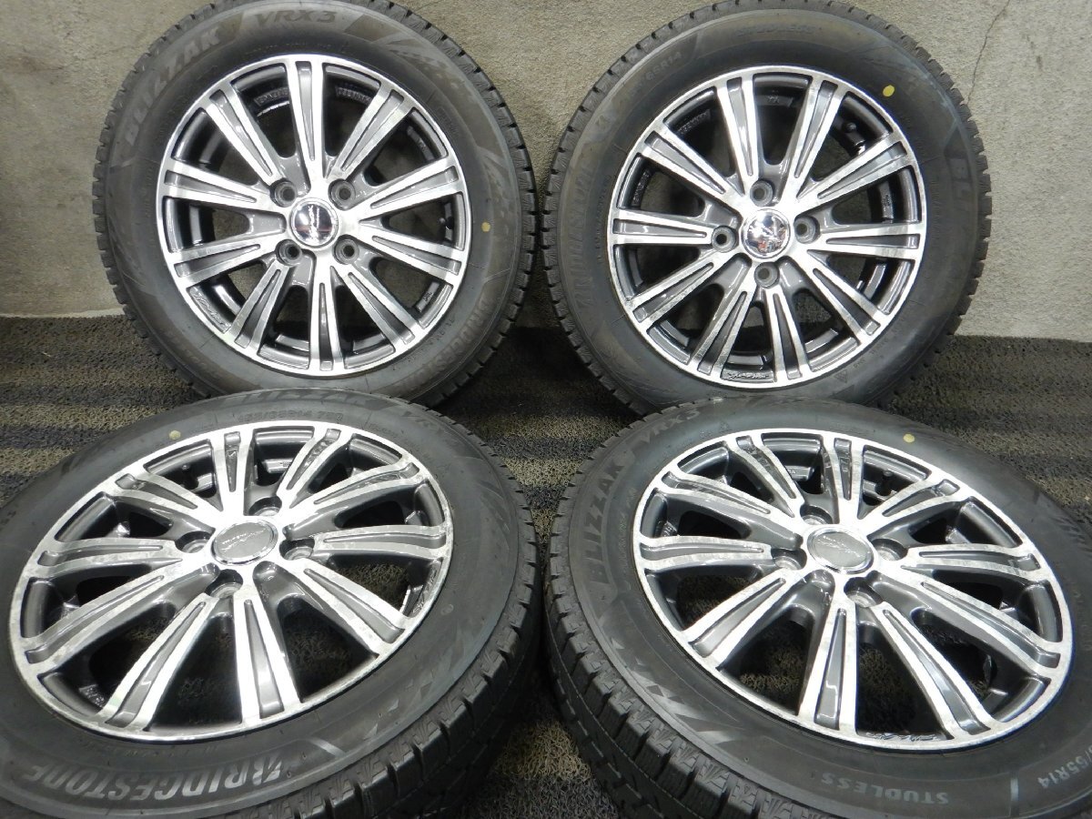 J6T7823■155/65R14 BRIDGESTONE BLIZZAK VRX3 社外 4.5J 4H PCD100★条件付送料無料★21年 バリ溝 タント ワゴンR N-BOX ムーヴ デイズ_画像1