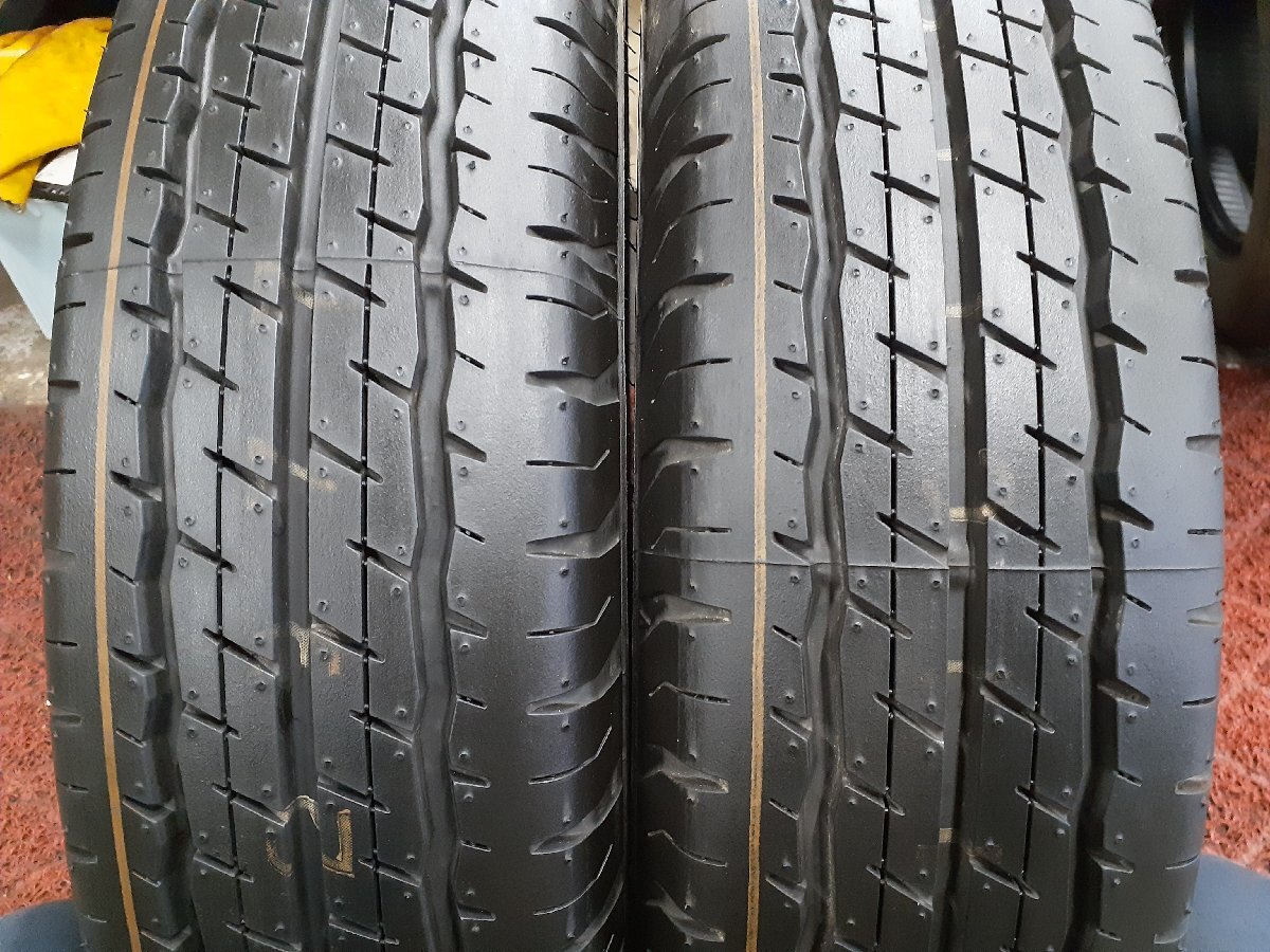 DF5475②■155/80R14 88/86N LT　2本のみ　DUNLOP SP 175L　送料無料 夏 ’18年 9.5分山 イボ付 ADバン サクシード プロボックス NV150_画像1