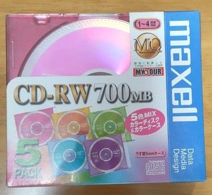 maxell データ用　700MB CD-RW 5色MIX