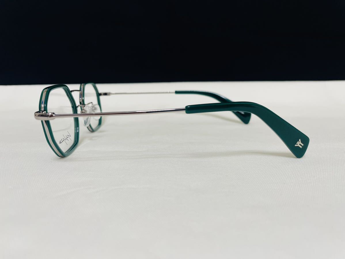 Yohji Yamamoto ヨウジ ヤマモト メガネフレーム YY1066 126 伊達眼鏡 未使用 美品 オクタゴン形 グリーン シルバーの画像4
