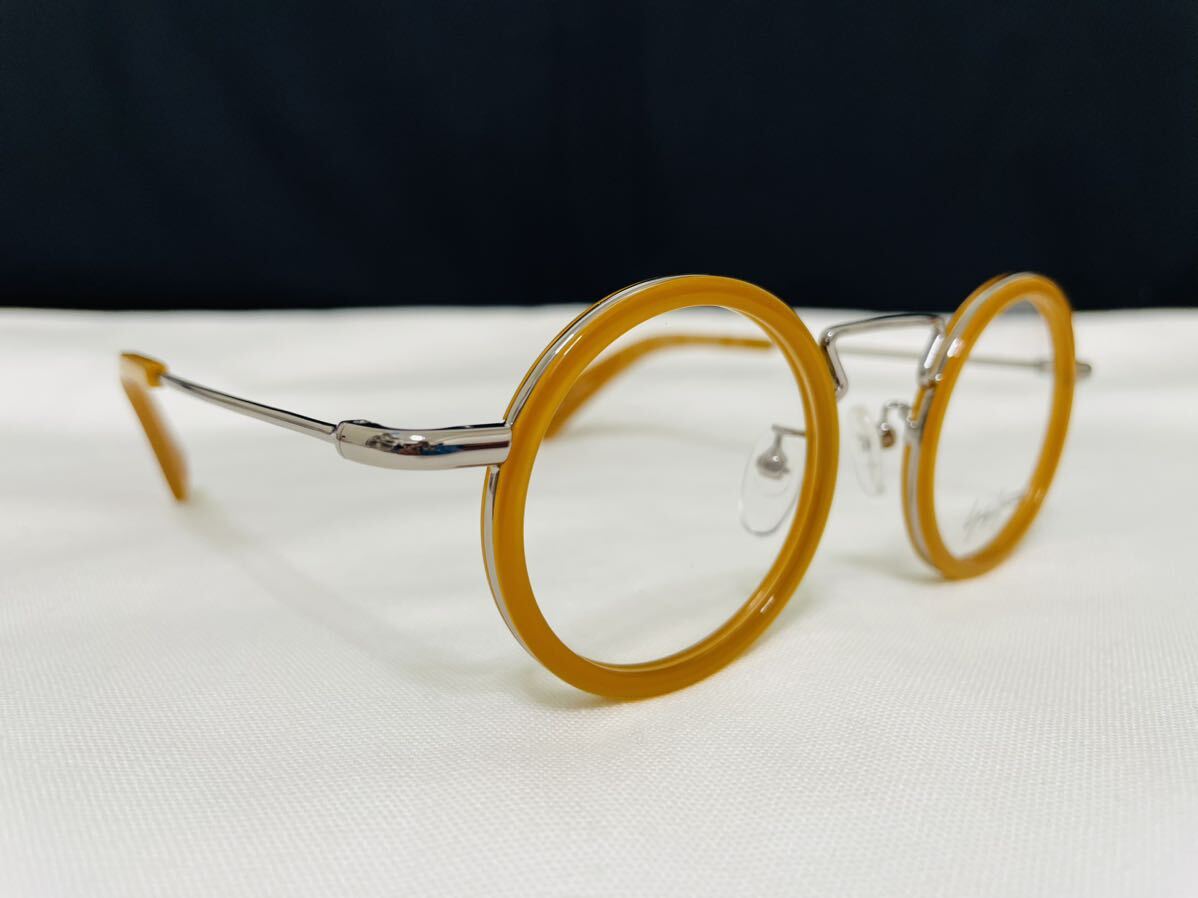 Yohji Yamamoto ヨウジ ヤマモト メガネフレーム YY1003 125 未使用 美品 伊達眼鏡 丸メガネ ブラウン シルバーの画像3