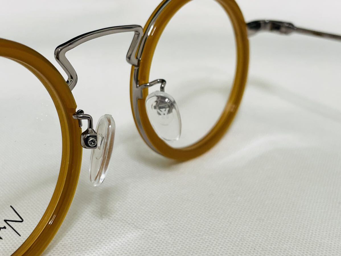 Yohji Yamamoto ヨウジ ヤマモト メガネフレーム YY1003 125 未使用 美品 伊達眼鏡 丸メガネ ブラウン シルバーの画像7