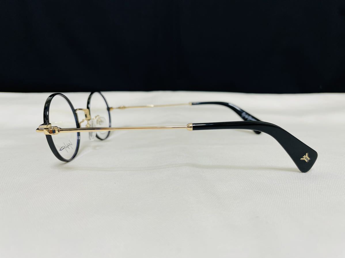 Yohji Yamamoto ヨウジ ヤマモト メガネフレーム YY1309 002 未使用 美品 伊達眼鏡 ラウンド サングラス 丸メガネ ブラック ゴールド_画像4