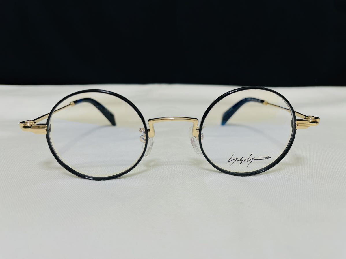 Yohji Yamamoto ヨウジ ヤマモト メガネフレーム YY1309 002 未使用 美品 伊達眼鏡 ラウンド サングラス 丸メガネ ブラック ゴールド_画像1