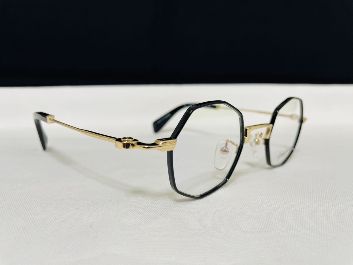 Yohji Yamamoto ヨウジ ヤマモト メガネフレーム YY1308 002 伊達眼鏡 未使用 美品 ブラック ゴールド オクタゴン形_画像3