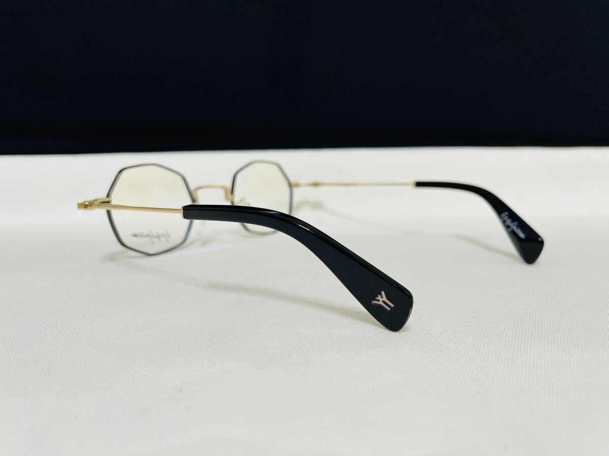 Yohji Yamamoto ヨウジ ヤマモト メガネフレーム YY1308 002 伊達眼鏡 未使用 美品 ブラック ゴールド オクタゴン形_画像5