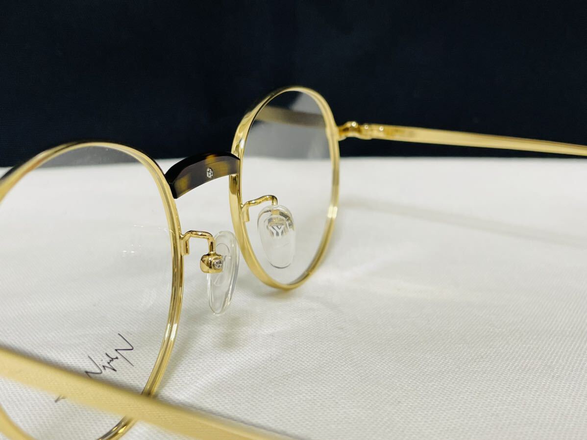 Yohji Yamamoto ヨウジ ヤマモト メガネフレーム YY1302 127 未使用 美品 伊達眼鏡 ラウンド サングラス 丸メガネゴールド 鼈甲柄の画像7