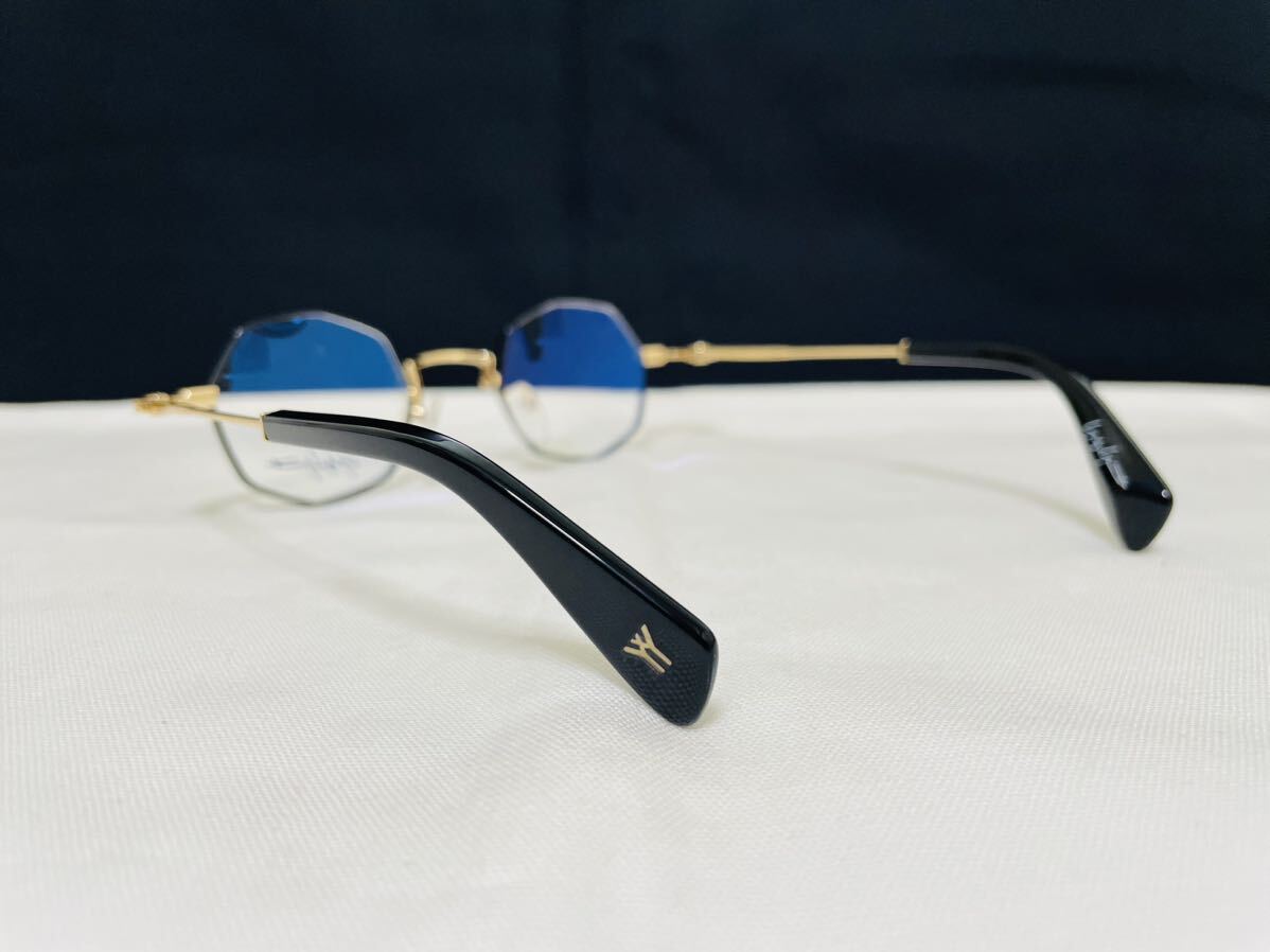 Yohji Yamamoto ヨウジ ヤマモト メガネフレーム YY1308 002 伊達眼鏡 未使用 美品 オクタゴン形 ブラック ゴールド 人気カラーの画像5