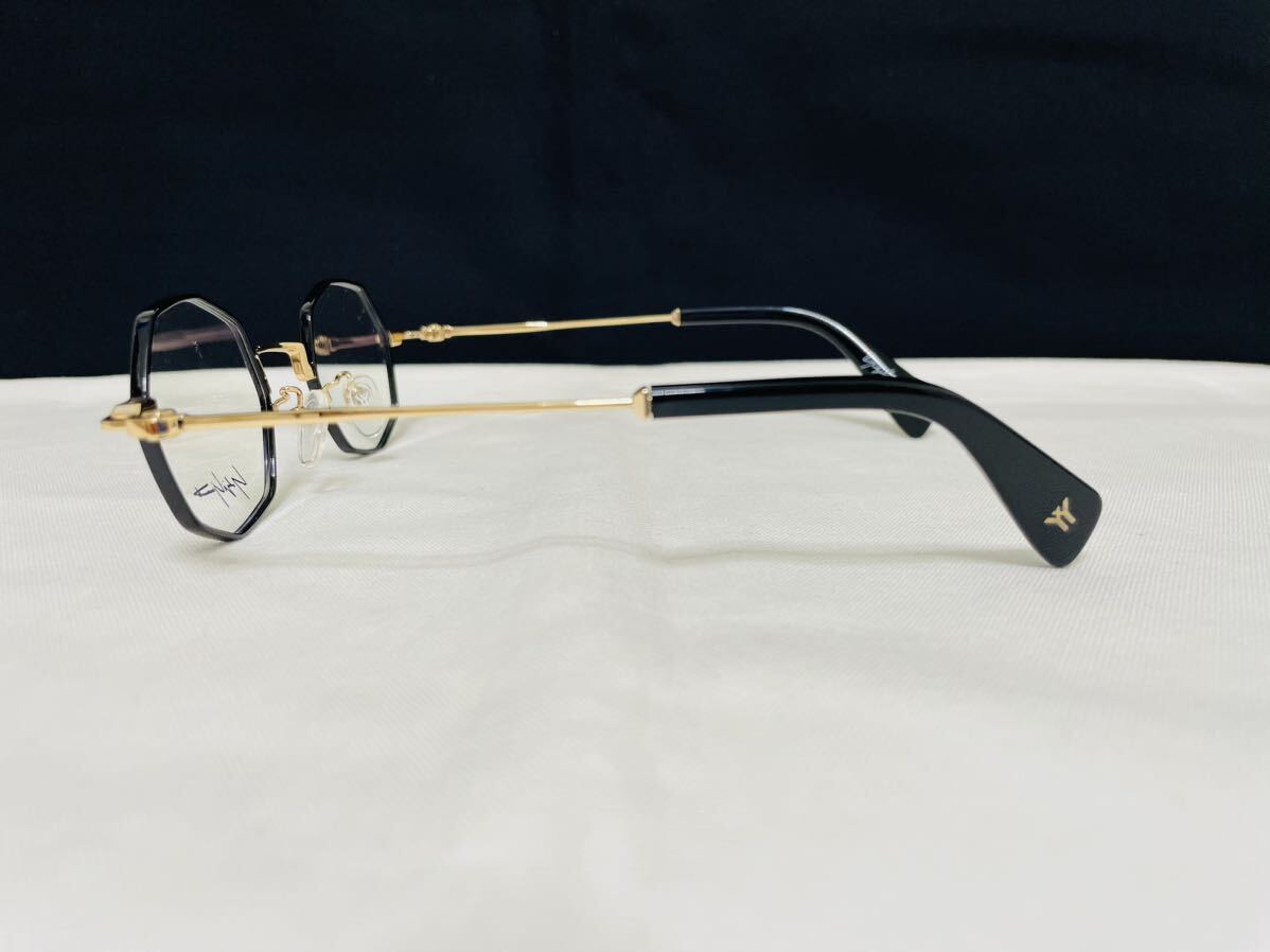 Yohji Yamamoto ヨウジ ヤマモト メガネフレーム YY1308 002 伊達眼鏡 未使用 美品 オクタゴン形 ブラック ゴールド 人気カラーの画像4