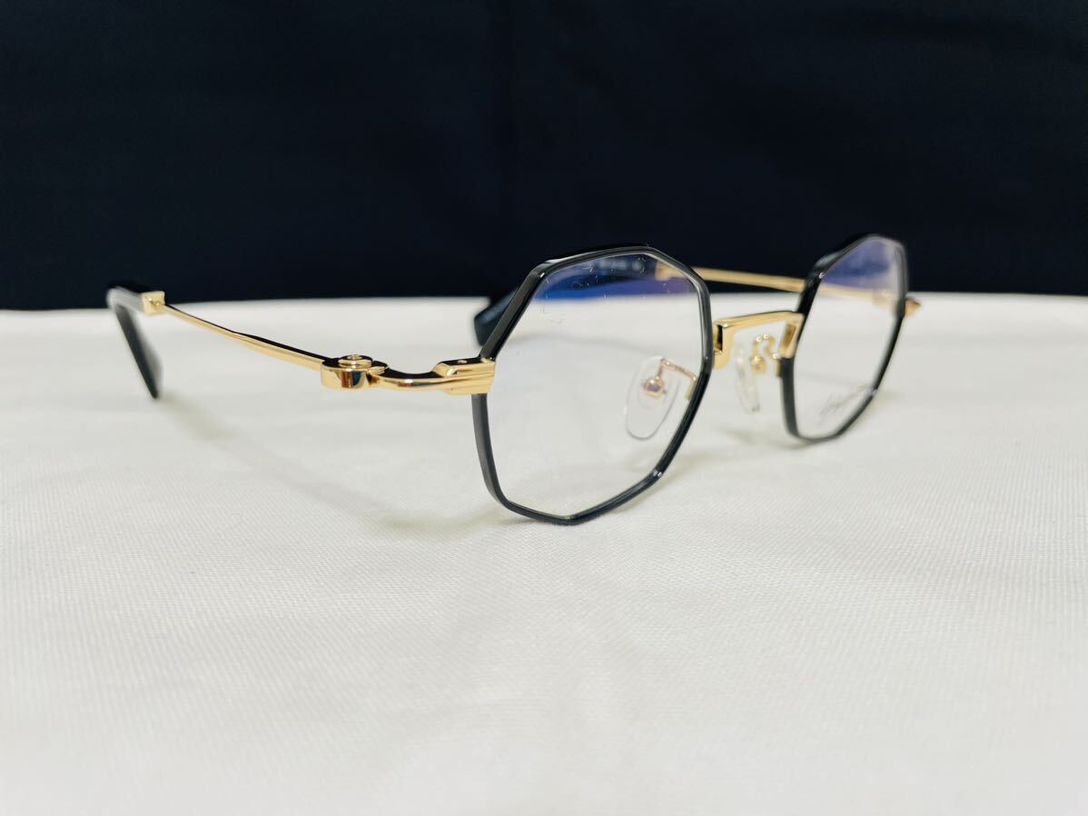 Yohji Yamamoto ヨウジ ヤマモト メガネフレーム YY1308 002 伊達眼鏡 未使用 美品 オクタゴン形 ブラック ゴールド 人気カラーの画像2