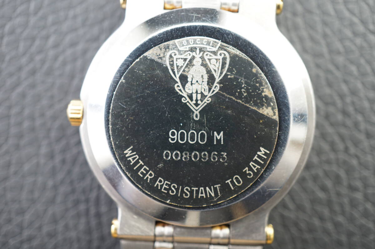 【B10/20-37 AC20】★GUCCI/グッチ 9000M クオーツ メンズ腕時計 電池交換済み稼働品★の画像9