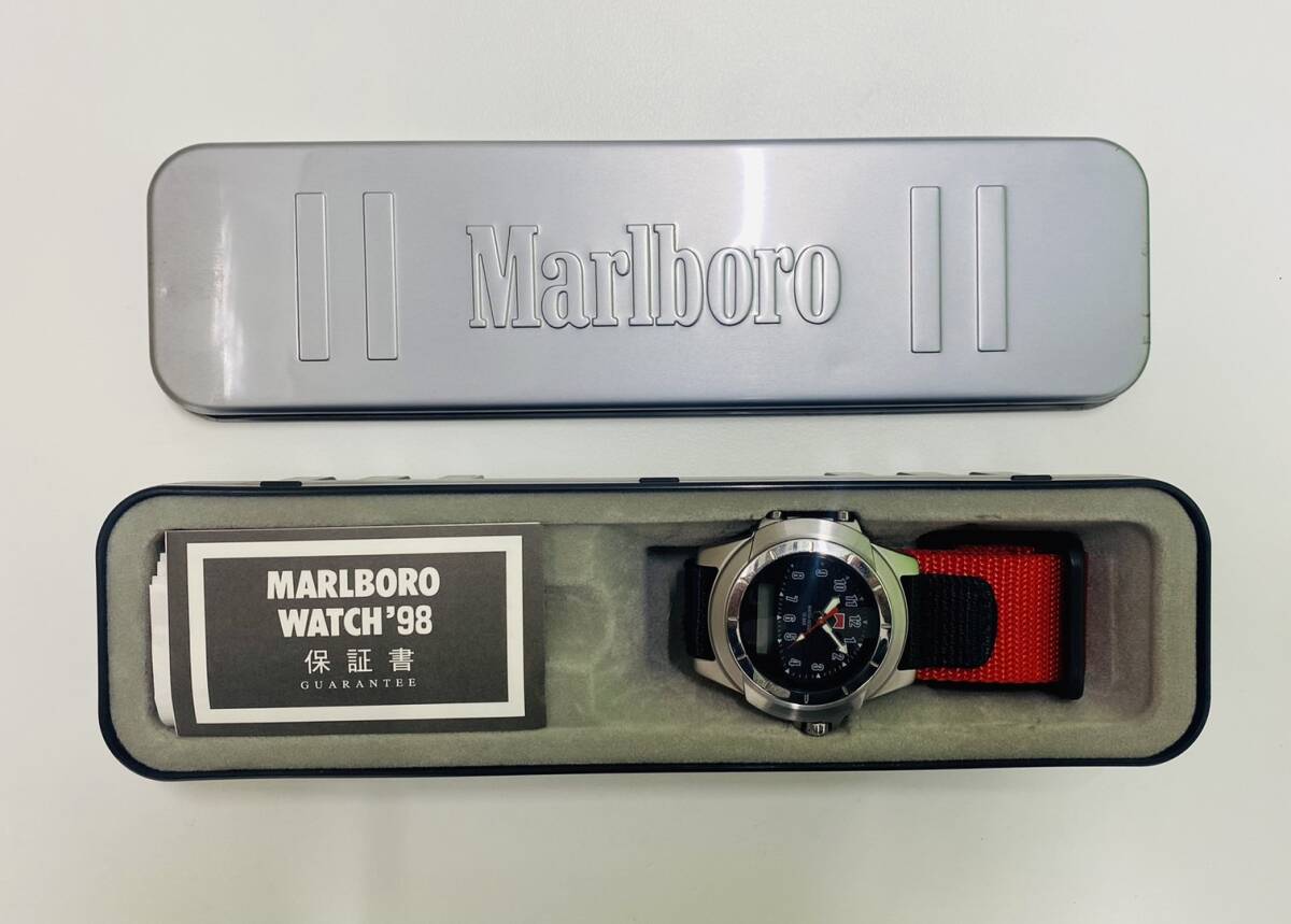 1円スタート！ 中古美品 SEIKO セイコー Marlboro マルボロ・ウォッチ V041-6240 メンズ腕時計 デジアナ文字盤 クオーツ 現不動品の画像2