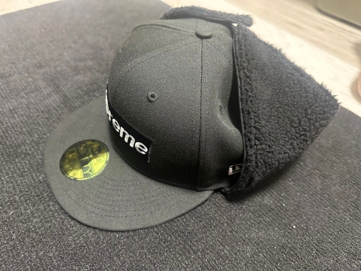 Supreme earflap BOX LOGO NEW ERA black ニューエラ シュプリームキャップ 7 5/8