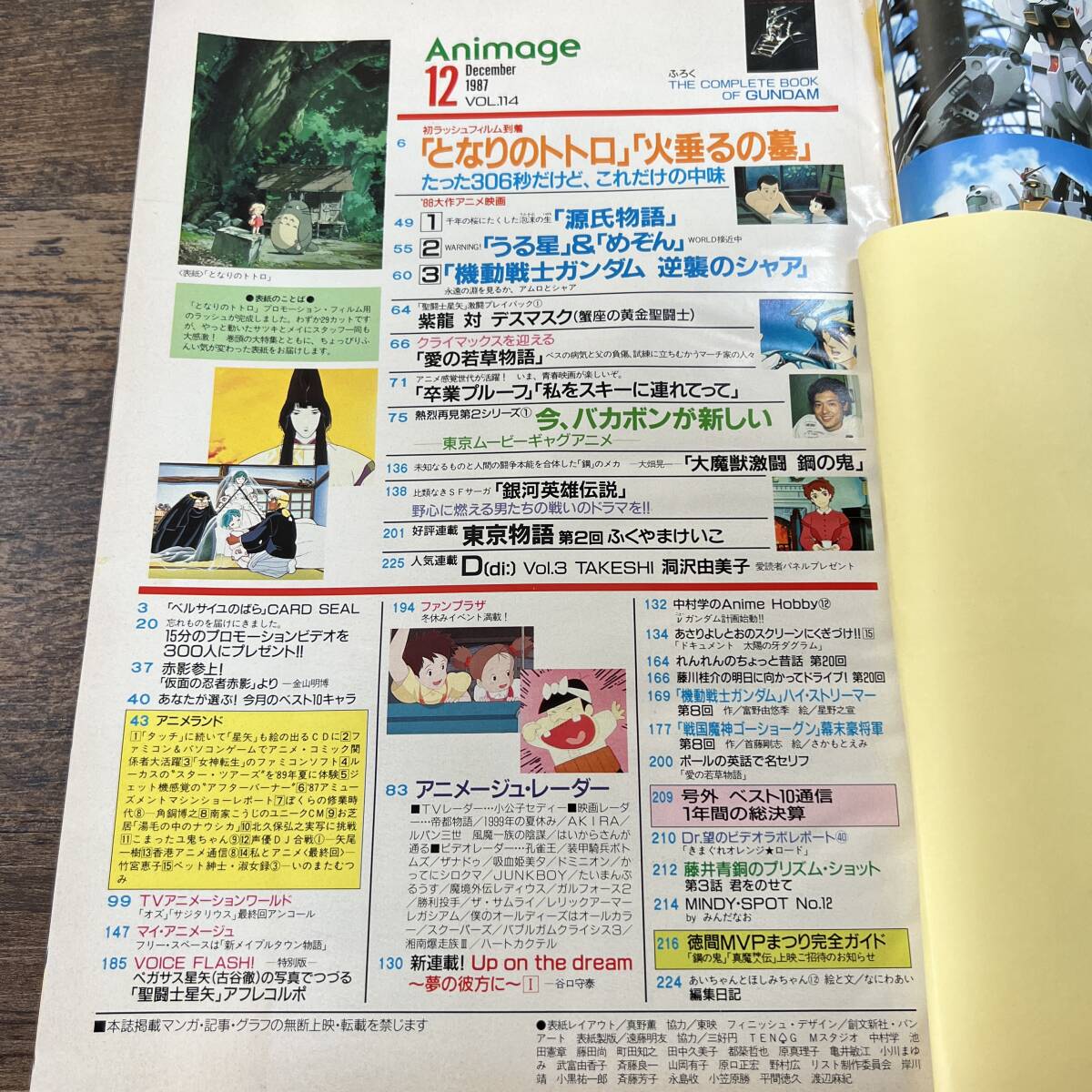 K-3008■アニメージュ 1987年12月号 VOL.114 「となりのトトロ」＆「火垂るの墓」■徳間書店■昭和62年12月10日発行■の画像4