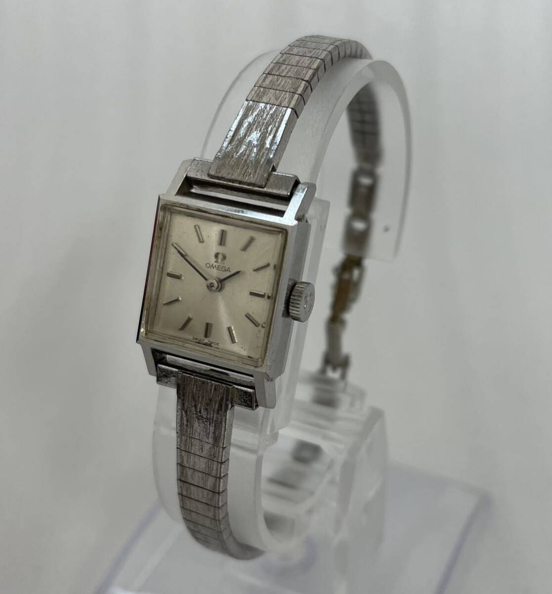 【T】オメガ OMEGA 腕時計 2針 手巻き アンティーク スクエア レディース ジャンクの画像3