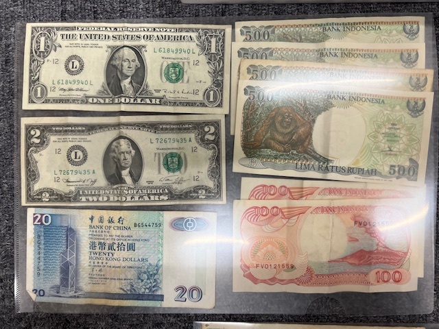 長「0401A」外貨おまとめ 硬貨 紙幣 総重量約2,963ｇ アメリカドル 中国銀行 インドネシア などの画像2