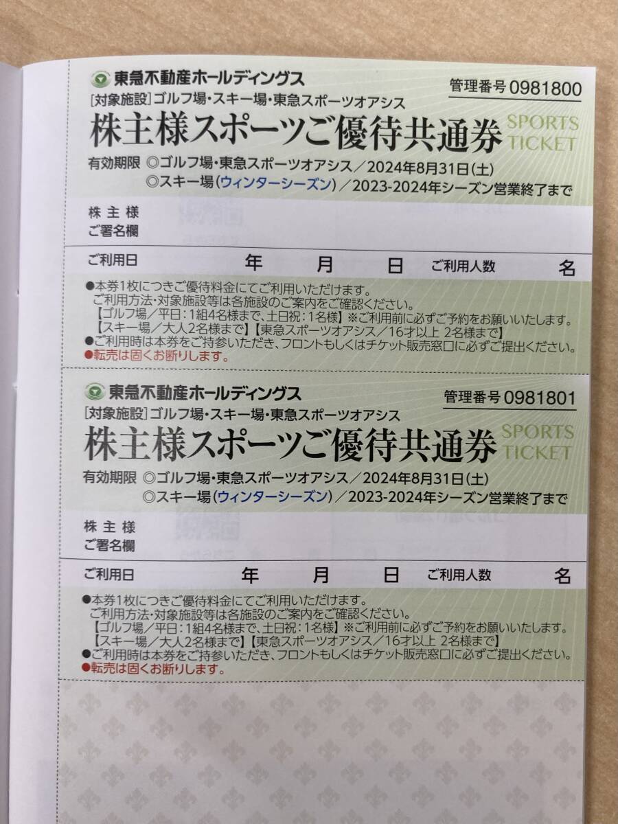 長「15503」東急不動産ホールディングス　株主優待券　1冊　2024/8/31まで_画像3