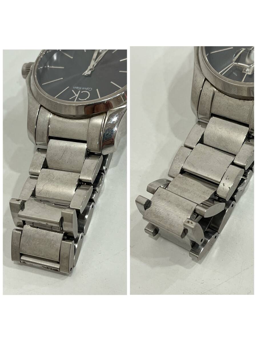 G「19810」Calvin Klein カルバンクライン CK 腕時計 K77411 クオーツ アナログ ラウンド 文字盤ブラック シルバー デイト テスター〇の画像8