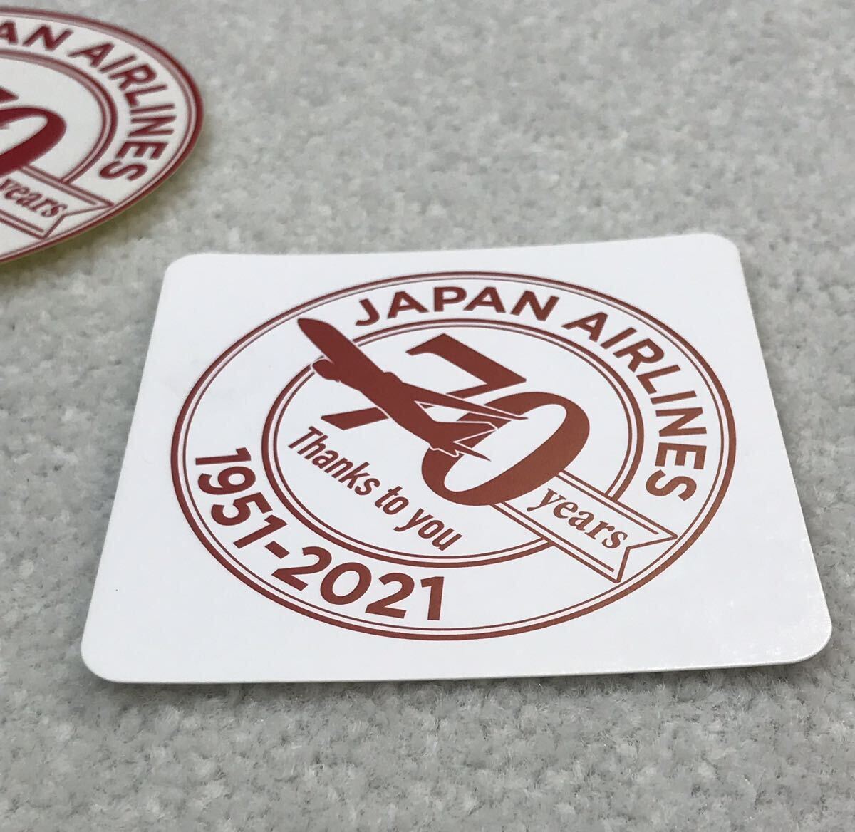 JAPAN AIRLINES 70周年 ・ステッカー・コースター？　2枚セット　日本航空　記念　JAPAN AIRLINES AMABIE シール メッセージ カード？_画像5