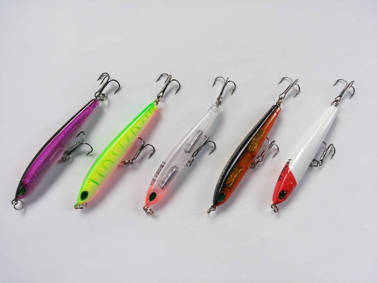 シンキングペンシル　細身　9g　7cm　5色　セット　シンペン　ペンシル　ベイト　シーバス　青物　根魚　フラットフィッシュ ミノー　TypeB_画像1