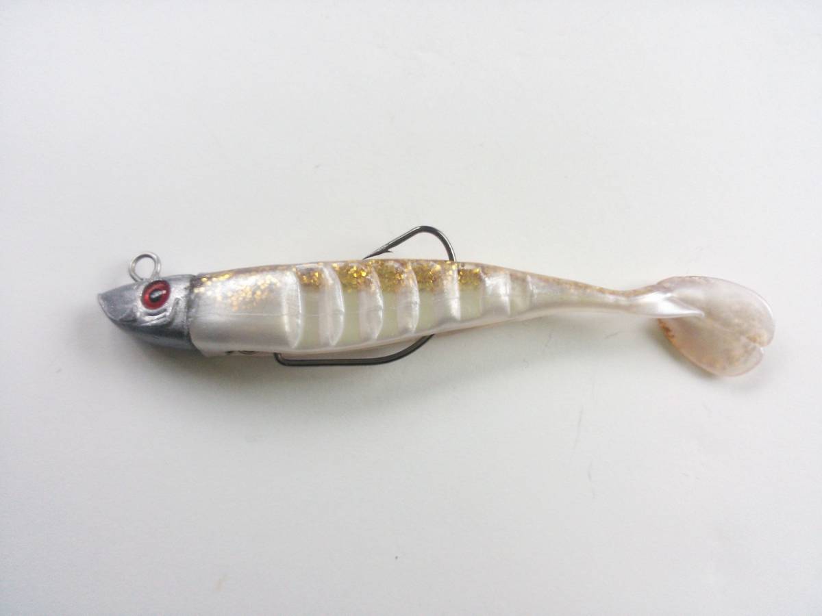 魚の頭　ジグヘッド　＋　ワーム　ソフトルアー　11cm　16g　5色　セット　ヘッドと針が切り離し可能　やわらか素材　シャッドテール　3D_画像4