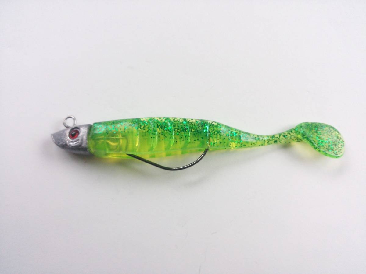 魚の頭　ジグヘッド　＋　ワーム　ソフトルアー　11cm　16g　5色　セット　ヘッドと針が切り離し可能　やわらか素材　シャッドテール　3D_画像7