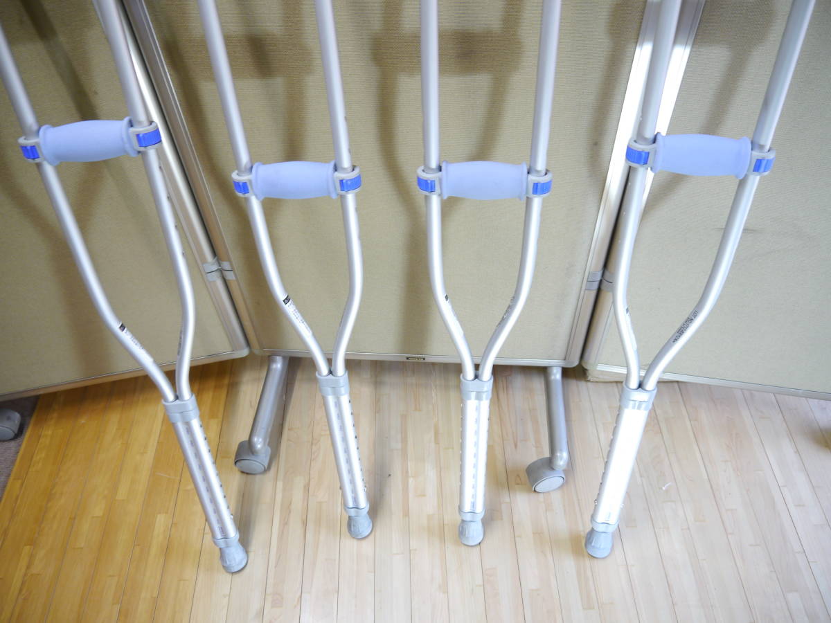 ＜大＞Mnuranaka/村中医療機　アルミ 軽量 松葉杖 シアン 4本セット（2ペア）●適応身長:157～178㎝（9段階） 屋内用/屋外用として２ペア_画像3