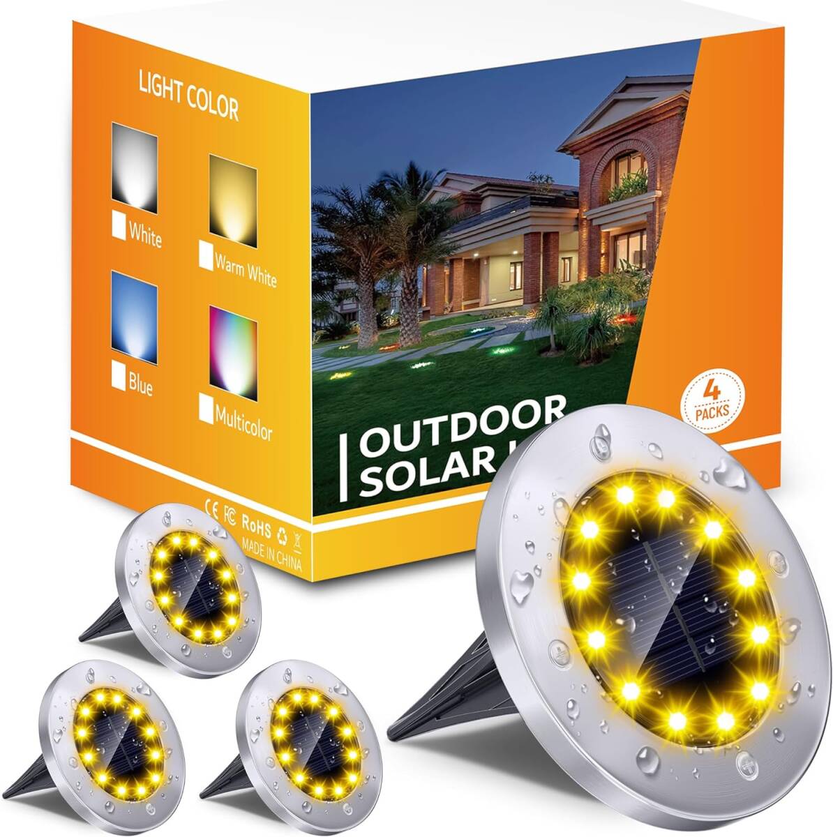 4 piece set pendoo solar light embedded type garden light outdoors sun light panel charge put type waterproof automatic lighting solar se