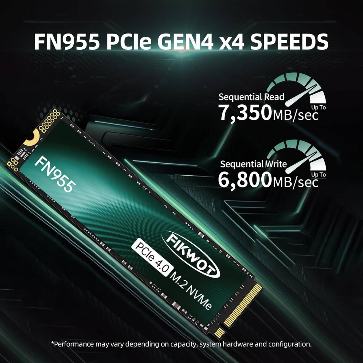 Fikwot FN955 2TB SSD M.2 2280 PCIe Gen4 x4 NVMe 1.4 内蔵SSD グラフェン冷却ステッカー 最大7350MB/s SLC キャッシュ PS5 互換の画像6