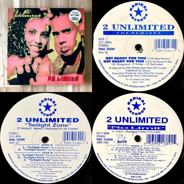 ☆送料無料☆ 2 Unlimited / 4タイトルセット ■ No Limits (UK盤LP) / Get Ready For This / Twilight Zone / No Limit / レイヴの画像1