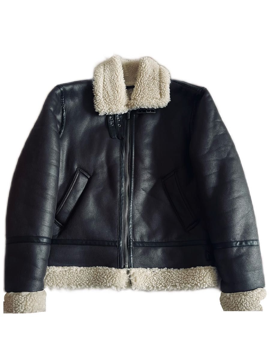 【ZARA】NEO LEATHER SHEARLING JACKET Mサイズ フライトジャケット ムートン ジャケット