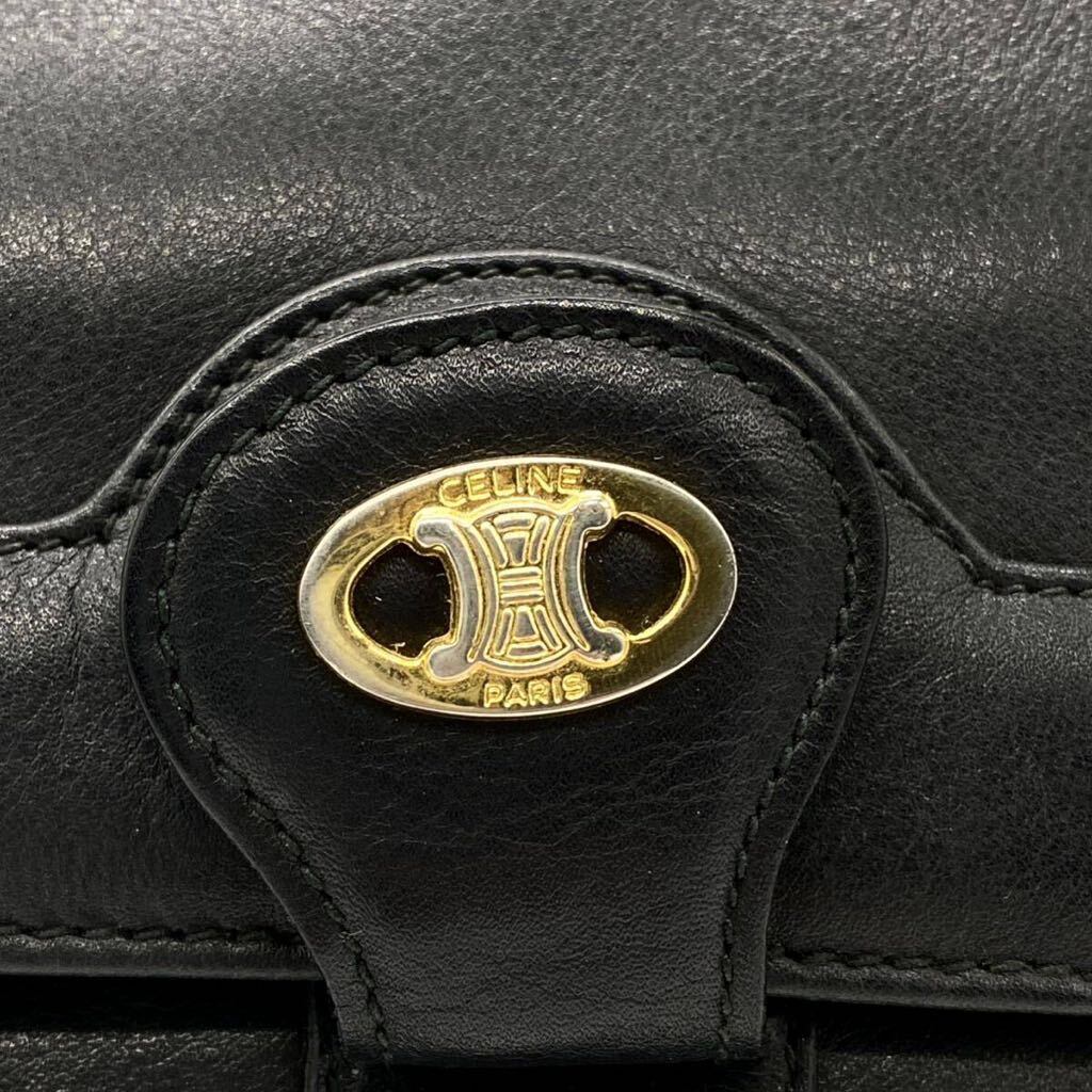 CELINE セリーヌ クラッチバッグ セカンドバッグ レザー トリオンフ 金具 手持ち 黒 ブラック ビンテージの画像6