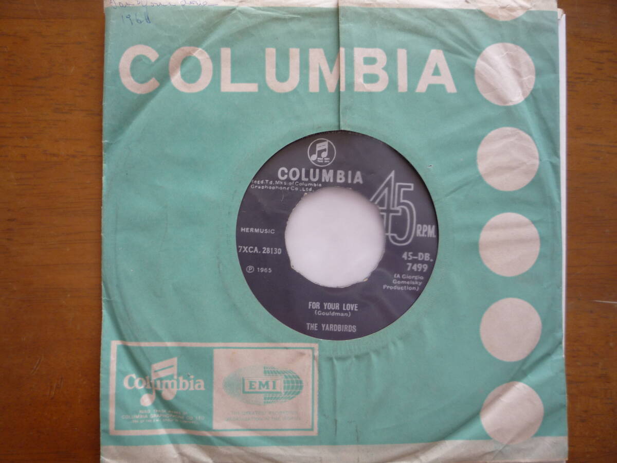 インド盤 オリジナル 7inch EP/The Yardbirds/For Your Love (フォー・ユア・ラヴ),Got To Hurry/India Columbia 45-DB.7499/ヤードバーズの画像1