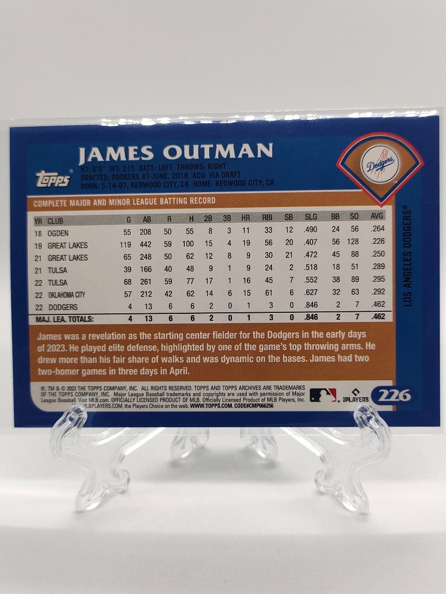 【ルーキーカード】アウトマン - 2023 Topps Archives #226 James Outman ～大谷翔平選手とドジャース同僚～_画像2