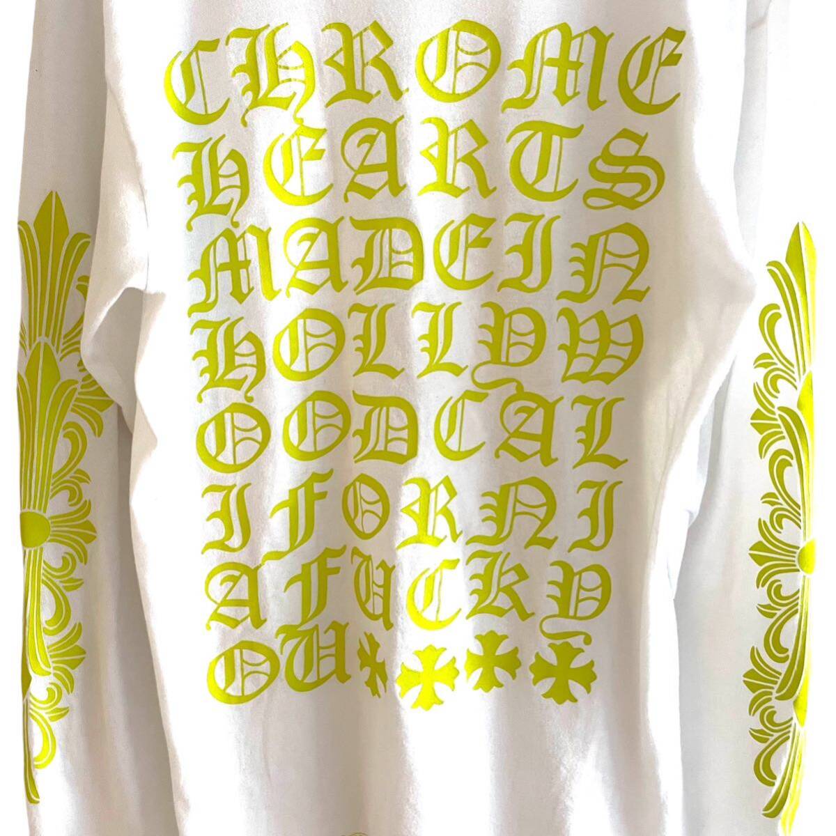 鑑定済み 極美品 CHROME HEARTS Neon Back Print Floral Long Sleeve Horseshoe クロムハーツ ネオンバックプリント フローラル ロンTの画像4