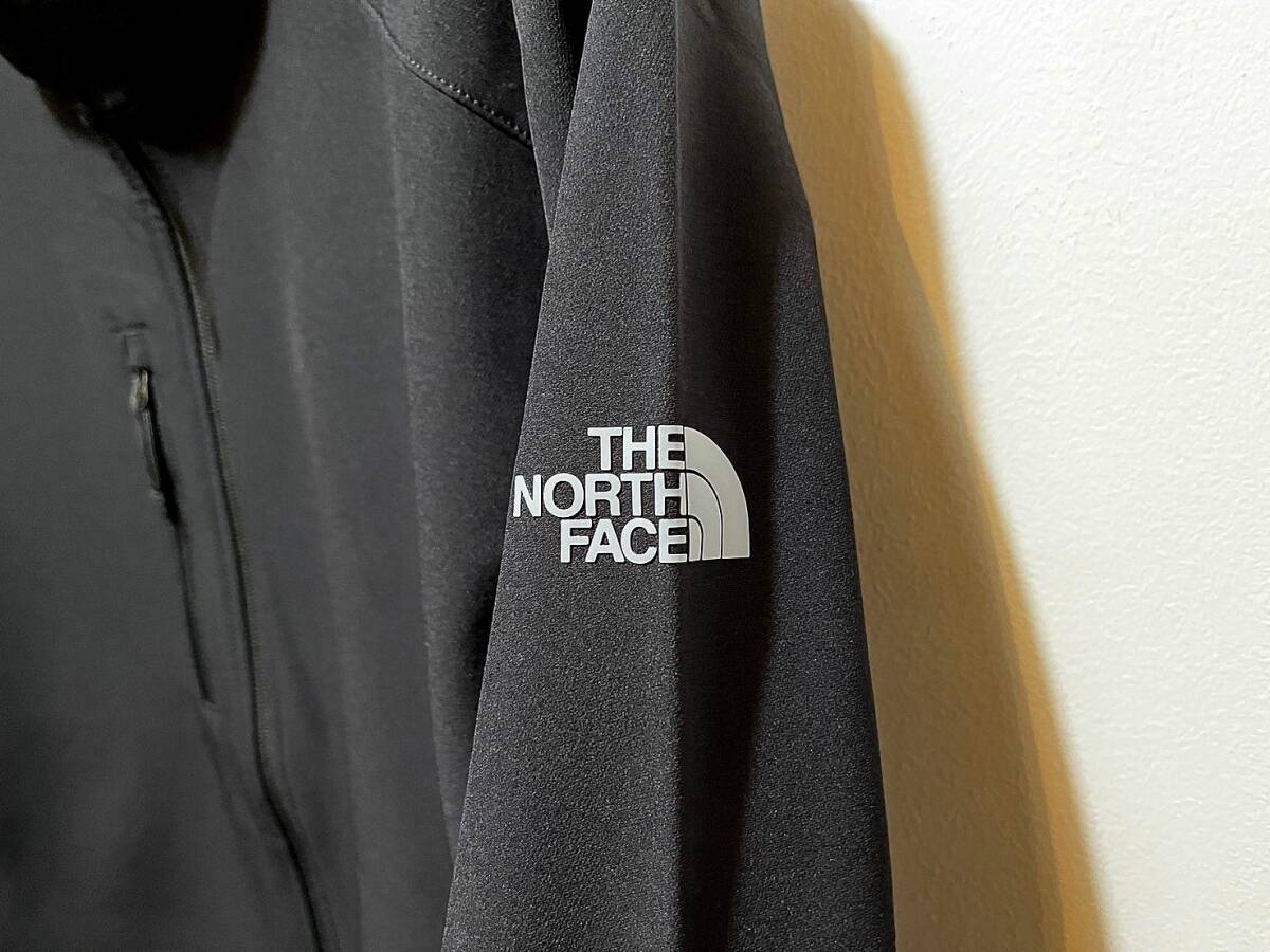 新品 正規品 USA限定 The North Face ザ ノースフェイス US-L 人気のBlack ストレッチ ソフトシェルジャケット 袖ロゴ入りの画像5