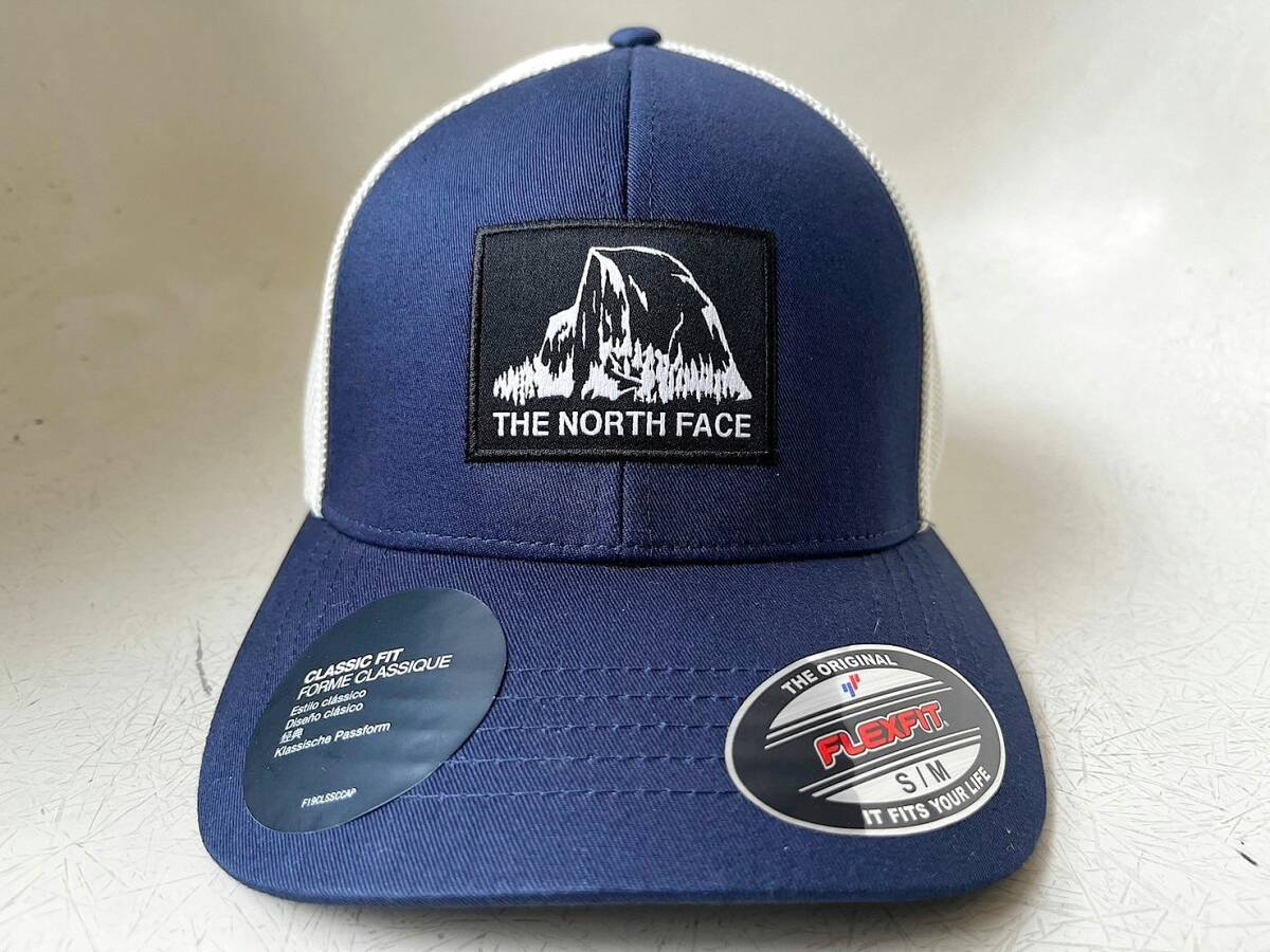 新品 USA限定 本物 The North Face ノースフェイス FLEXFIT トラッカーハット メッシュキャップ S/M 帽子 NVY/WHT 男女兼用_画像2