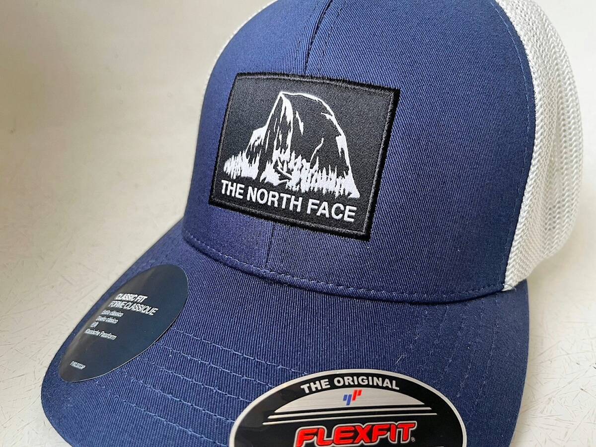 送料無料 即決新品 USA限定 本物 The North Face ノースフェイス FLEXFIT トラッカーハット メッシュキャップ L/XL 帽子 NVY/WHT UNISEX