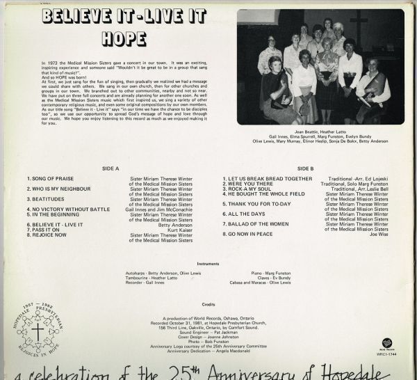 Hope / Believe It-Live It（World）1982? CA LP_画像2