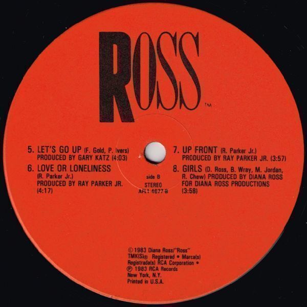 Diana Ross / Ross（RCA）1983 US LP *w/ Greg Phillinganes, Joe Walsh, Ray Parker Jr., Steely Dan, Toto,..._画像4