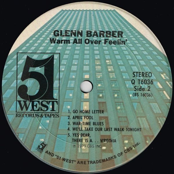 Glenn Barber / Warm All Over Feelin'（51 West）1979 US LP_画像4