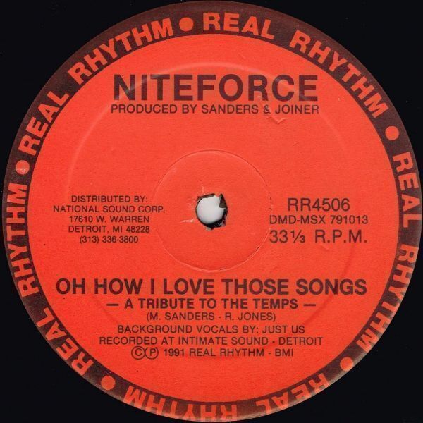 Niteforce / Oh How I Love Those Songs b/w How Do We Get Back To Love（Real Rhythm）1991 US 12″_ディスク: EX