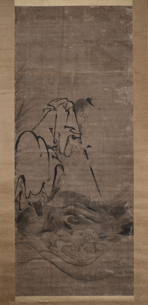 [...].. ось [ море север . сосна ] кисть картина в жанре суйбоку персик гора времена японская живопись Япония изобразительное искусство бумага книга@ подлинный произведение гарантия с ящиком 