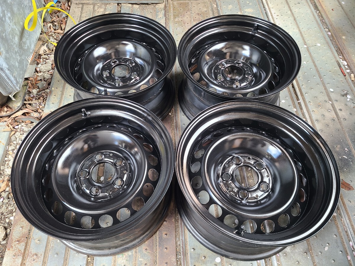 ナカテツ 15×8J+7 5H112 ハブ径67mm 4本no.265 アウディ　ベンツ 加工鉄チン 深リム スチール 加工てっちん_画像1